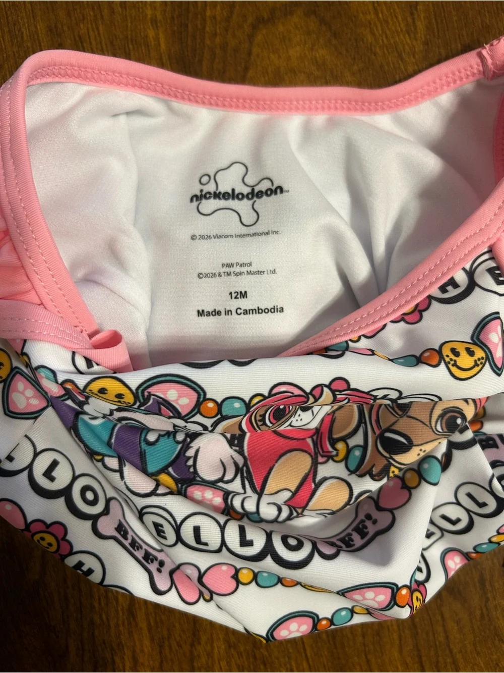 Nickelodeon Paw Patrol 12M Girls One Piece Swimsuit Pink Ruffle Skye Everest NWT